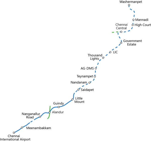 Chennai Metro - Blue Line - Chennai Metro Blue Line Clipart (600x565), Png Download