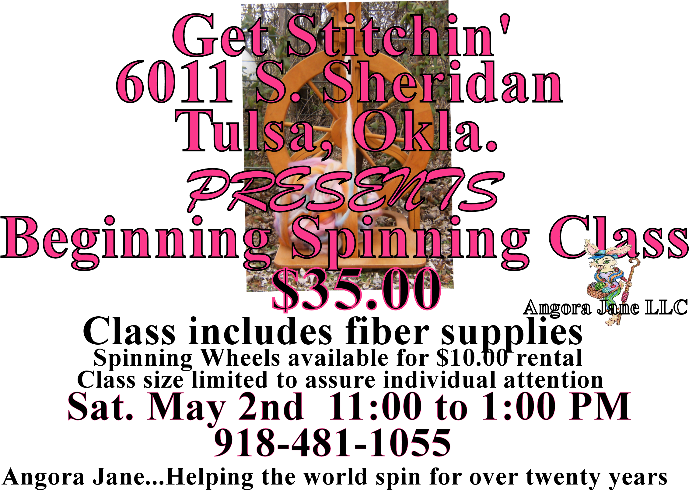 Get Stitchin' Spinning Class Advertisement - Calligraphy Clipart (2300x1700), Png Download