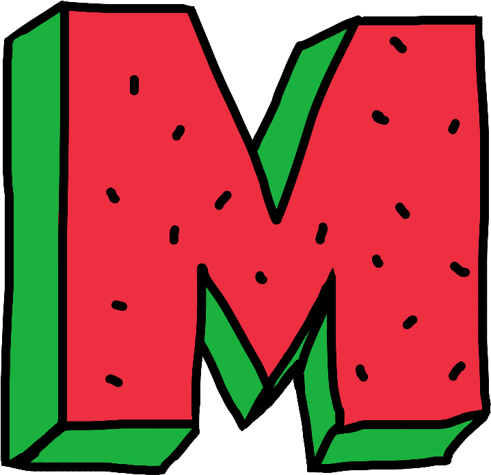#m #letter #water #watermelon #fruit #red #green #alphabet - Watermelon Letter M Clipart (1024x1024), Png Download