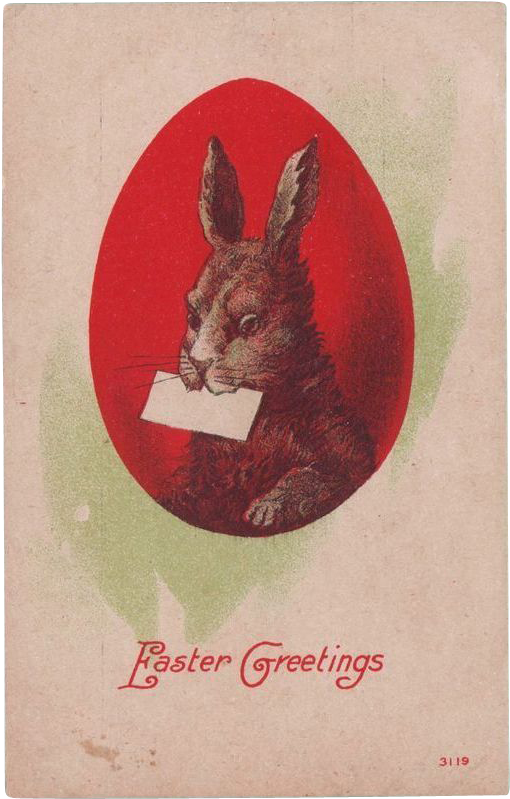 Antique Easter Postcard Rabbit Messenger - Burro Clipart (798x798), Png Download