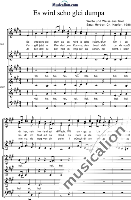 Es Wird Scho Glei Dumpa - Sheet Music Clipart (450x685), Png Download