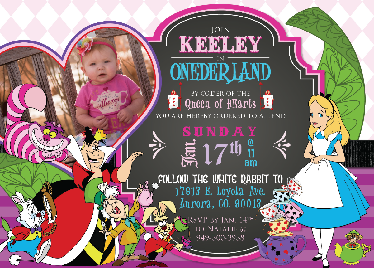 Alice In Wonderland Photo Birthday Invitations - Cartoon Clipart (1200x1200), Png Download