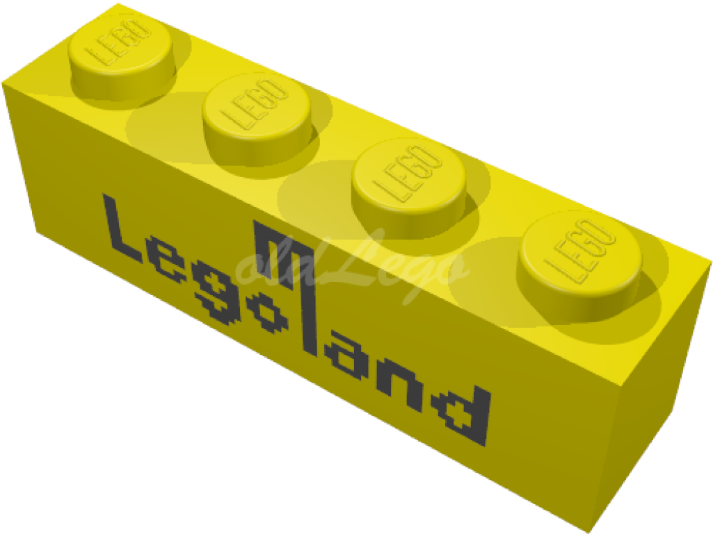 Brick 1 X 4 With Black Legoland Logo Print - Legoland Brick Clipart (1024x1024), Png Download