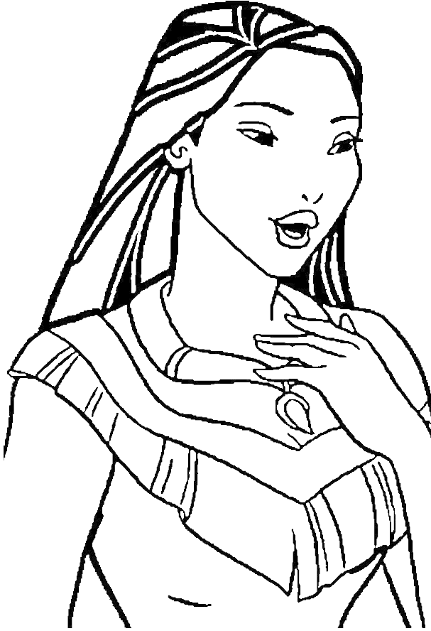 Princess Pocahontas Was Playing With Friends Coloring - Drawings Of Princess Pocahontas Clipart (700x952), Png Download