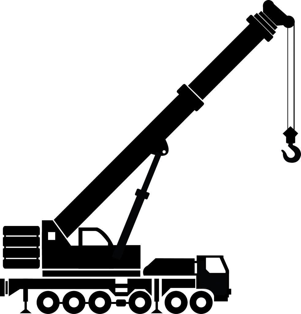 Crane Clipart Construction Company - Mobile Crane Black And White - Png Download (983x1024), Png Download