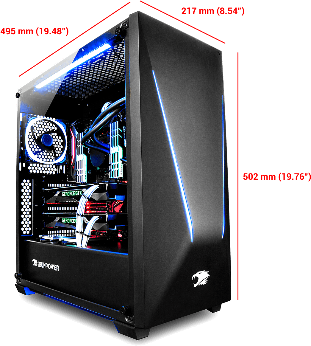 Ibuypower Trace 2 Tempered Glass Rgb Gaming Case Clipart (1200x1200), Png Download