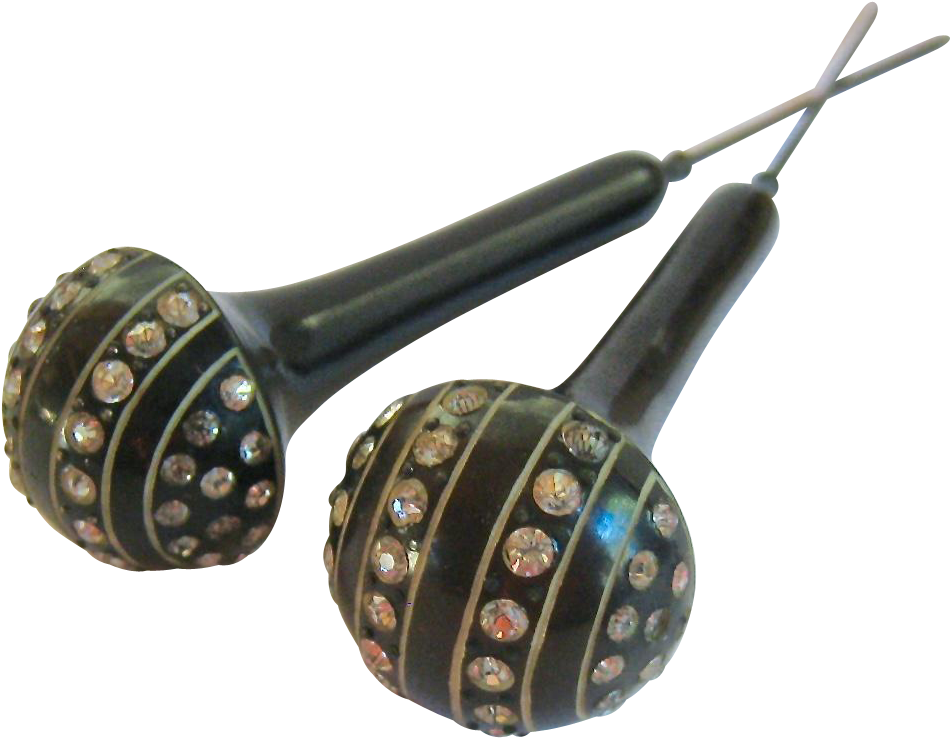 50% Sale Pair Art Deco Clear Rhinestone Hat Pins Early - Rattle Clipart (950x738), Png Download