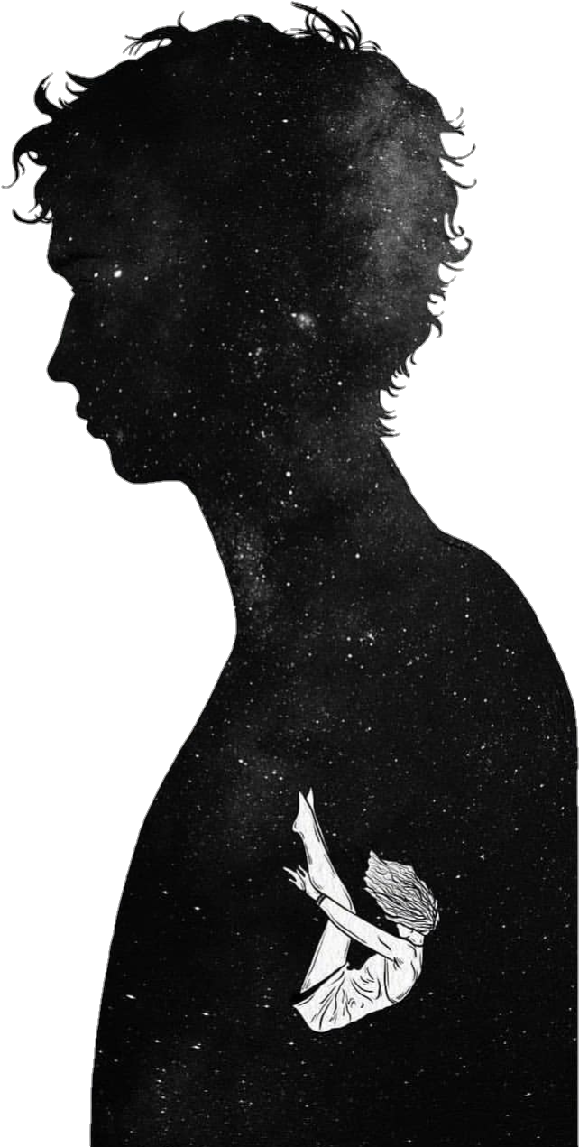 #universe #galaxy #blackandwhite #fall #tumblr - Love Feeling Black And White Clipart (893x1296), Png Download