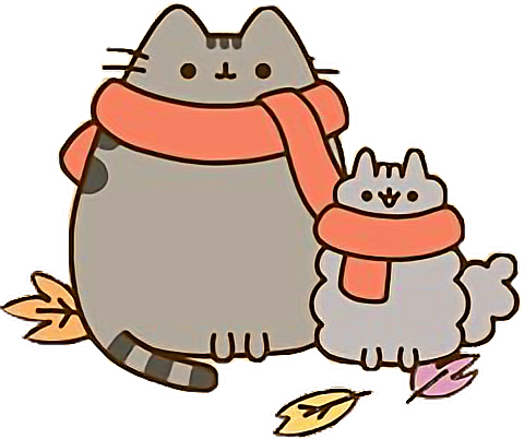 #pusheen #kawaii #cute #fall #autumn #leaves #tumblr#freetoedit - Kawaii Pusheen Clipart (480x402), Png Download