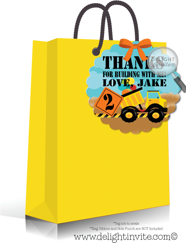 Dump Truck Construction 1st Birthday Favor Tags - Construction Themed Birthday Giveaway Clipart (613x822), Png Download