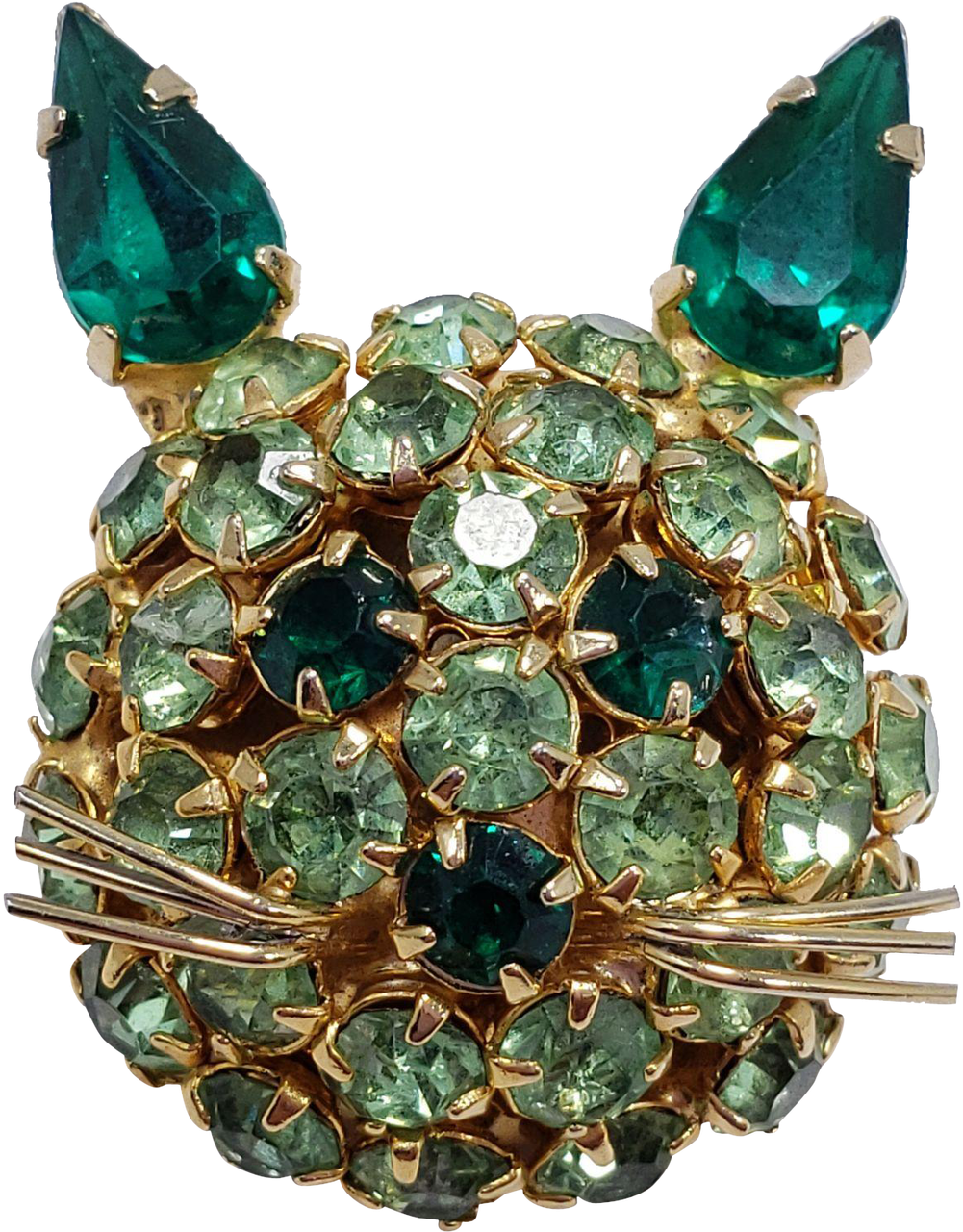 James Warner Green Rhinestone Cat Pin Brooch - Crystal Clipart (1280x1280), Png Download