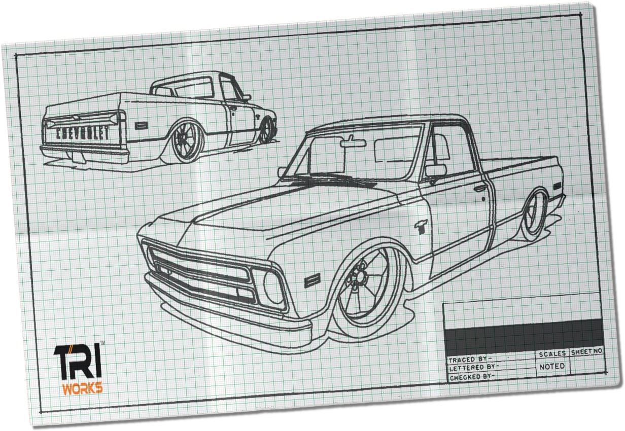 Bobby's Classic Truck Blueprint - Sketch Clipart (1247x875), Png Download
