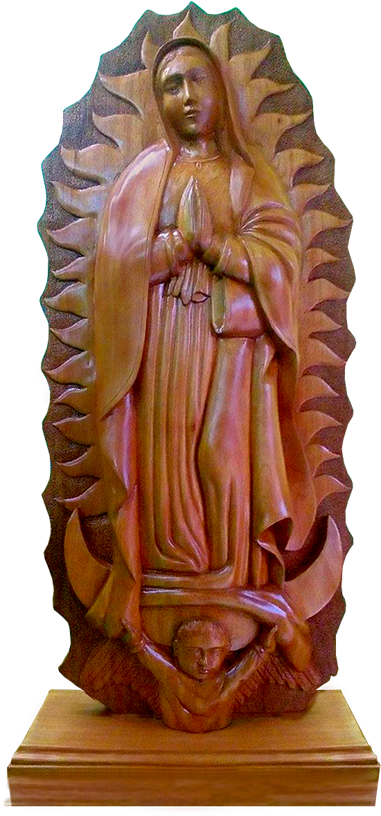 Virgen Maria De Guadalupe - San Judas Tadeo Tallado En Madera Clipart (888x1184), Png Download