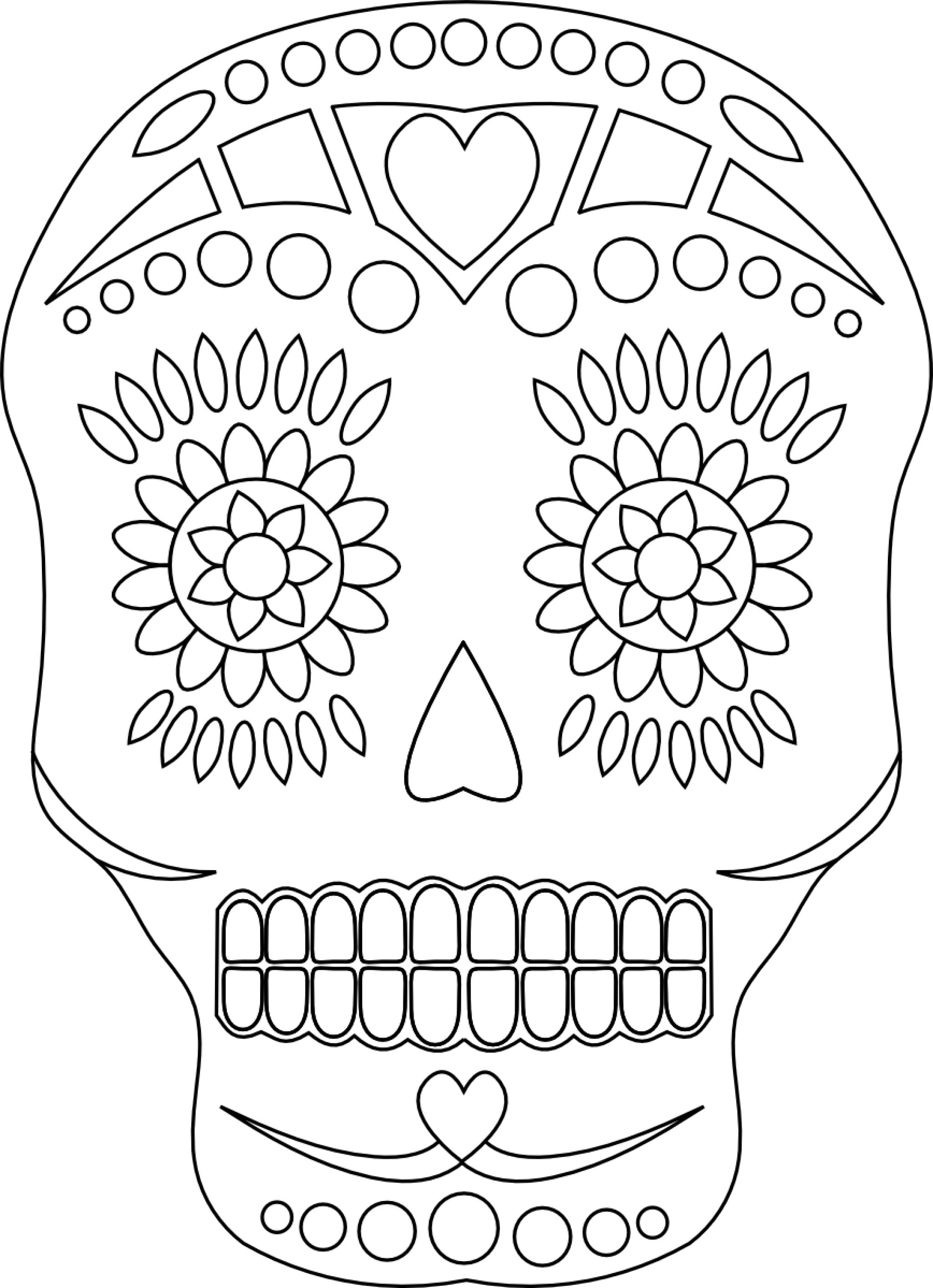 Png Pixlar Coloring Pages - Mexican Day Of The Dead Template Clipart (2048x2829), Png Download