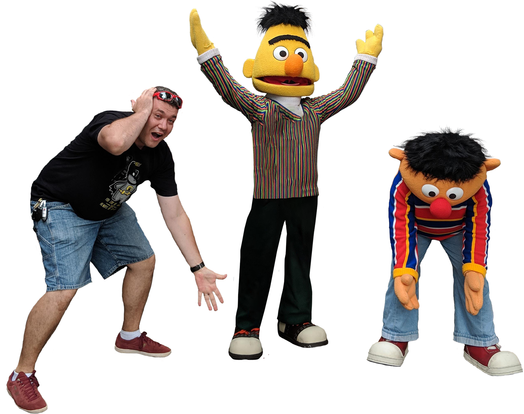 Personbert And Ernie From Sesame Street And A Man - Fun Clipart (2024x1503), Png Download