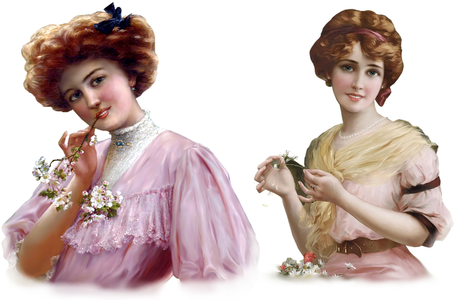 Ladies Art Emile Vernon Women Woman Romantic - Free Images Png Of Victorian Women Clipart (960x624), Png Download