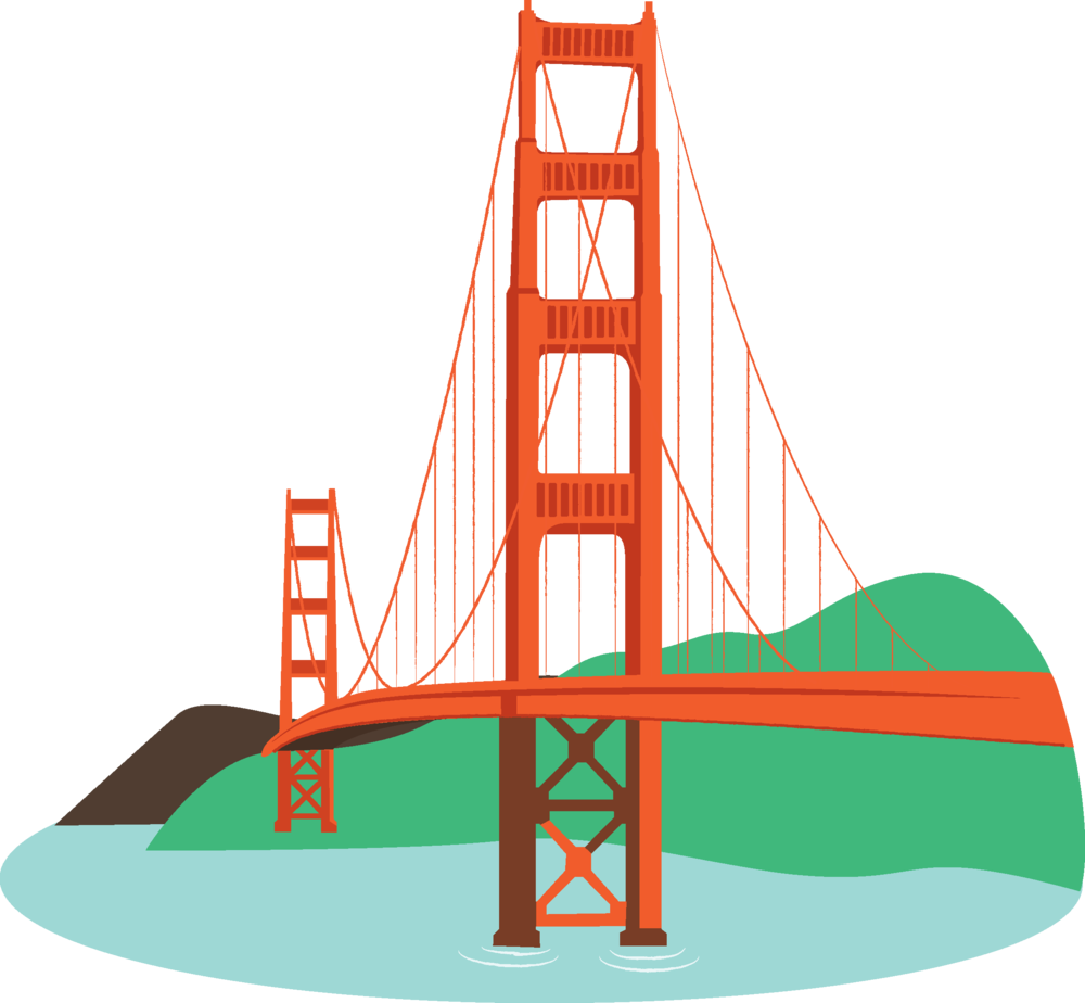 Picture Freeuse Library Bridge The Gap Clipart - Golden Gate Bridge - Png Download (1000x924), Png Download