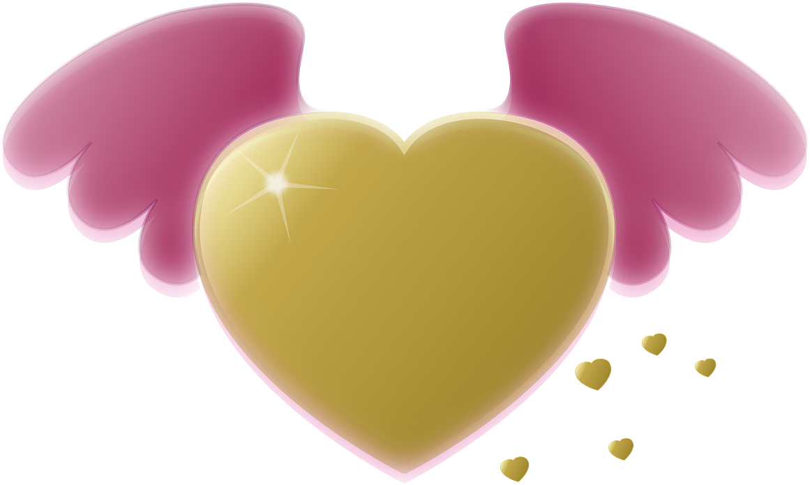 Hearts Shaped Golden - Clipart Graphic Angel Wings - Png Download (1280x807), Png Download