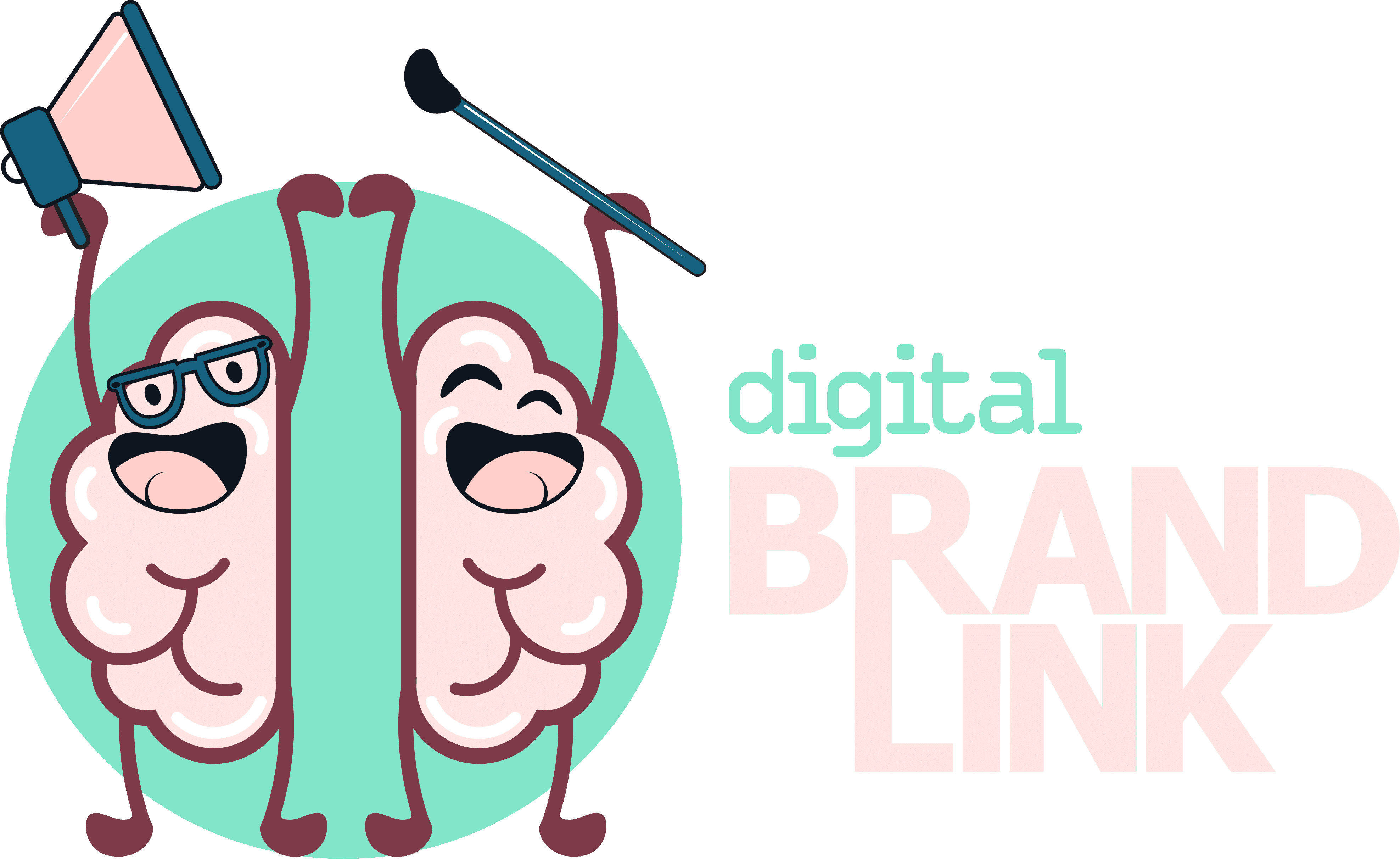 Digital Brandlink Logo Mint And Pink - Illustration Clipart (3950x2423), Png Download