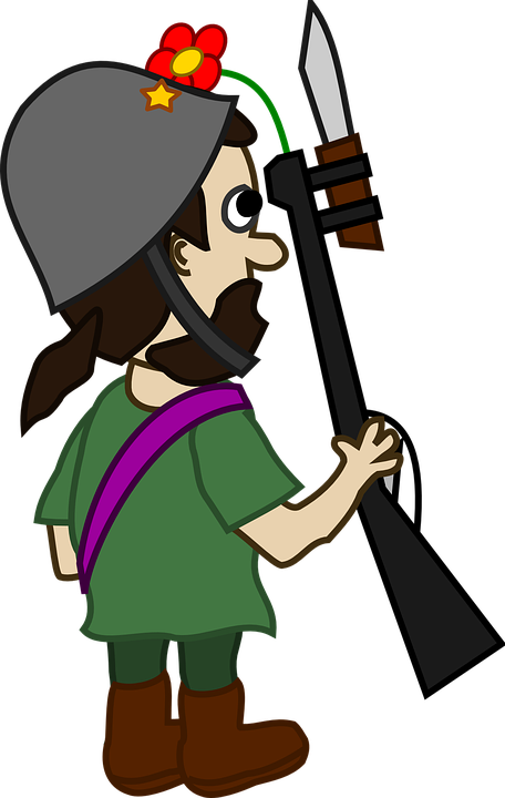 Man Soldier Fighter Gun Weapon Afghani Rebel - Cartoon Characters Back Png Clipart (456x720), Png Download