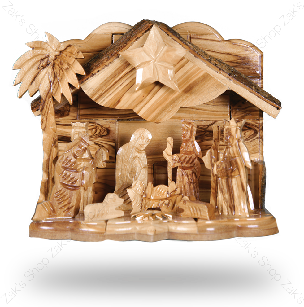 Home / Olive Wood / Inn Nativity Set - Wood Clipart (982x991), Png Download