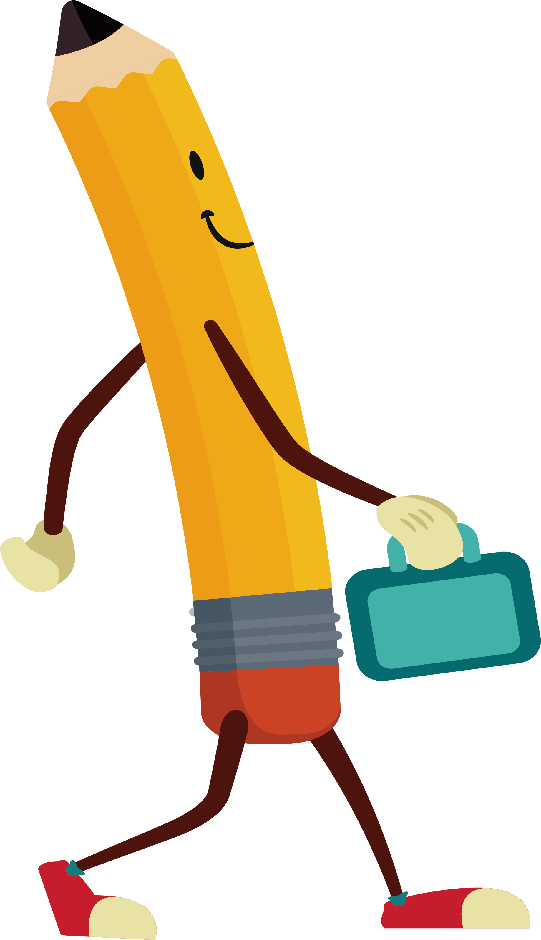 Clipart Walking Couple Old Indian - Cartoon School Pencil - Png Download (1838x3195), Png Download