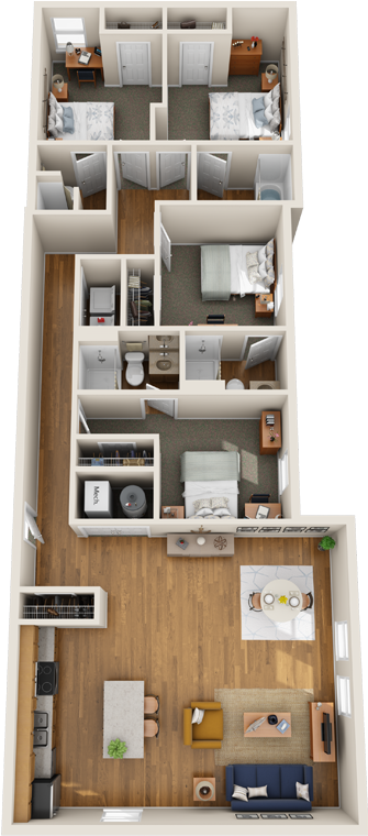 1 Bedroom Apartments Near Me - Floor Plan Clipart (400x800), Png Download