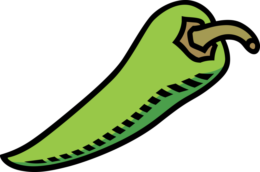 Vector Illustration Of Capsicum Green Hot Chili Pepper Clipart (1059x700), Png Download