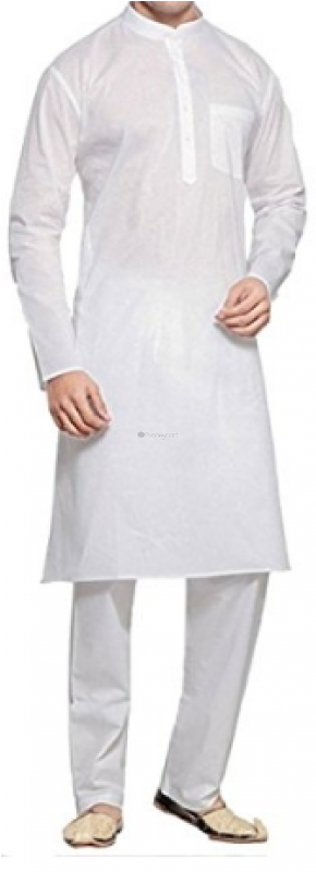 Plain White Cotton Kurta For Men Clipart (800x800), Png Download