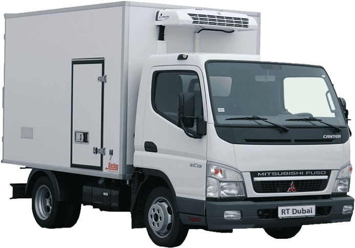 Mitsubishi Chiller Truck On Rent In Dubai - Freezer Truck Clipart (777x540), Png Download