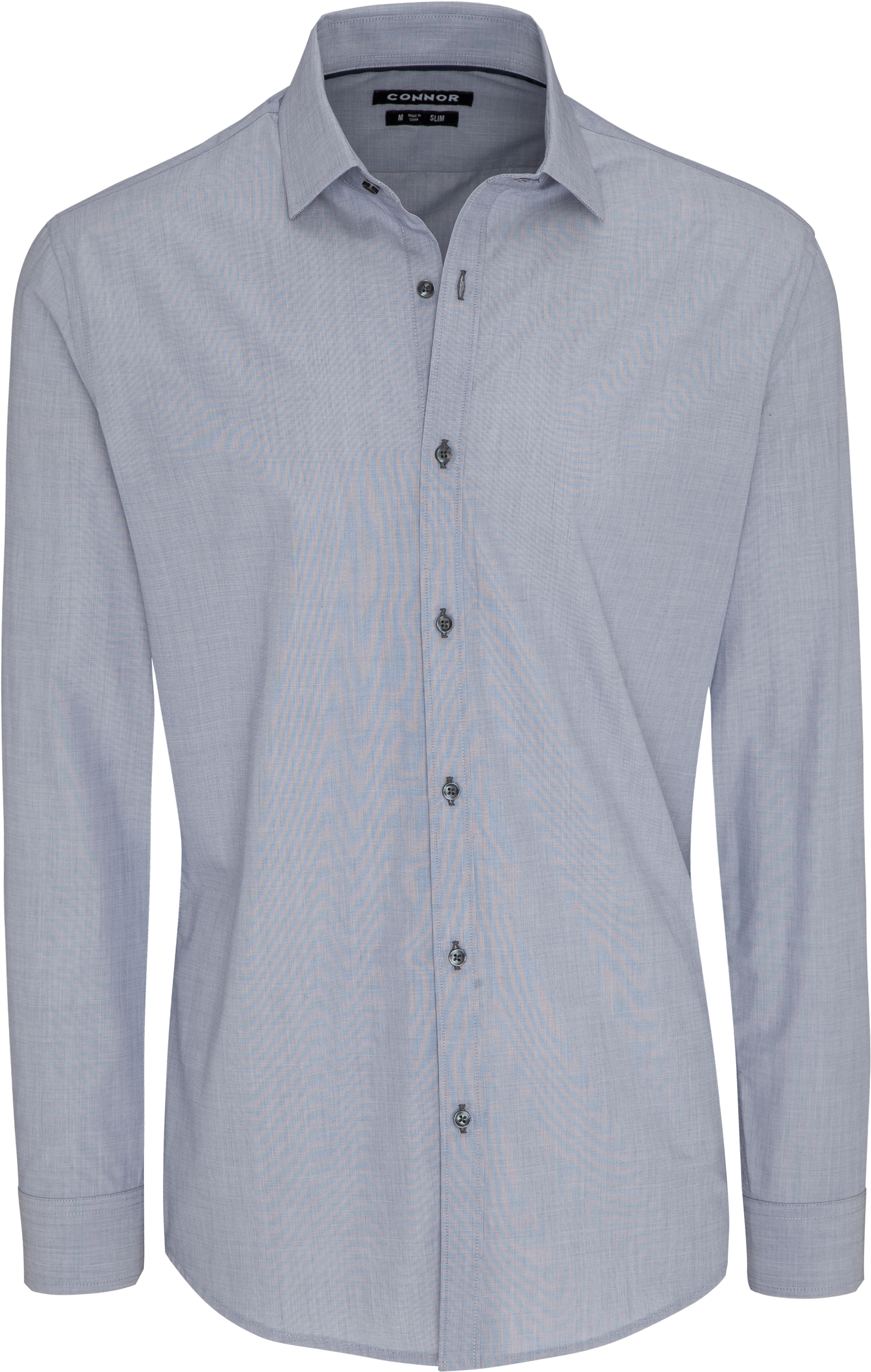 Silver Brayden Slim Dress Shirt By Connor - Long-sleeved T-shirt Clipart (3000x2999), Png Download