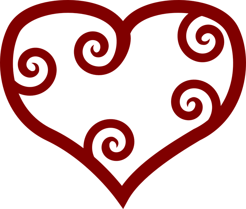Heart Shapes Love Symbol Sign Maroon Red - Valentine Clip Art - Png Download (847x720), Png Download