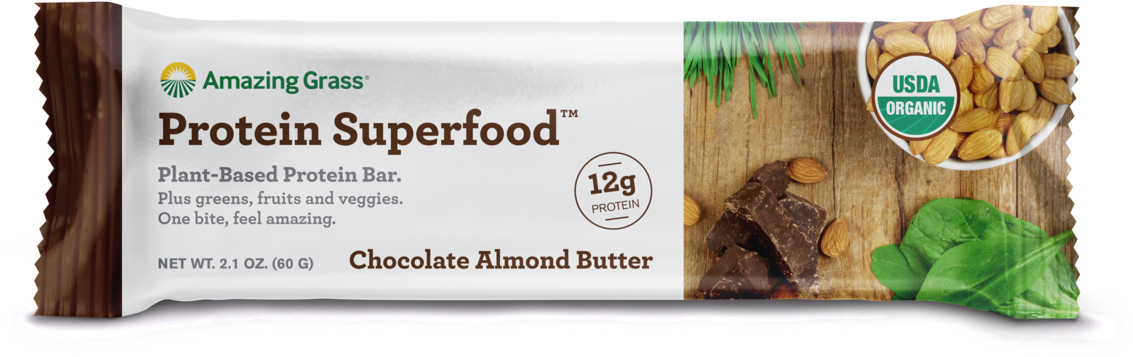 Amazing Grass Chocolate Almond Butter Bar Clipart (1200x1200), Png Download