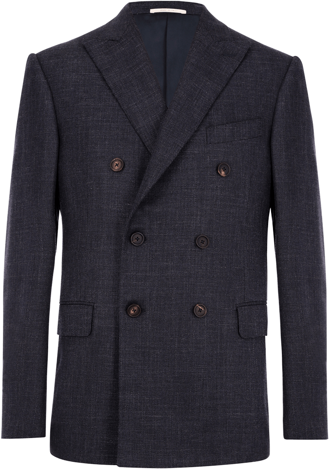 Blue Navy Double Breasted Wool, Silk And Linen Blend - Pal Zileri Double Breasted Suit Clipart (960x1440), Png Download