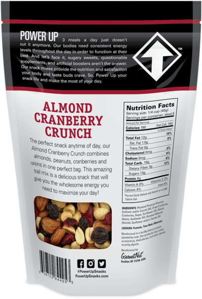 14oz Almond Cran Crunch 4 Pack Gourmet Nut - Cranberry Clipart (600x600), Png Download