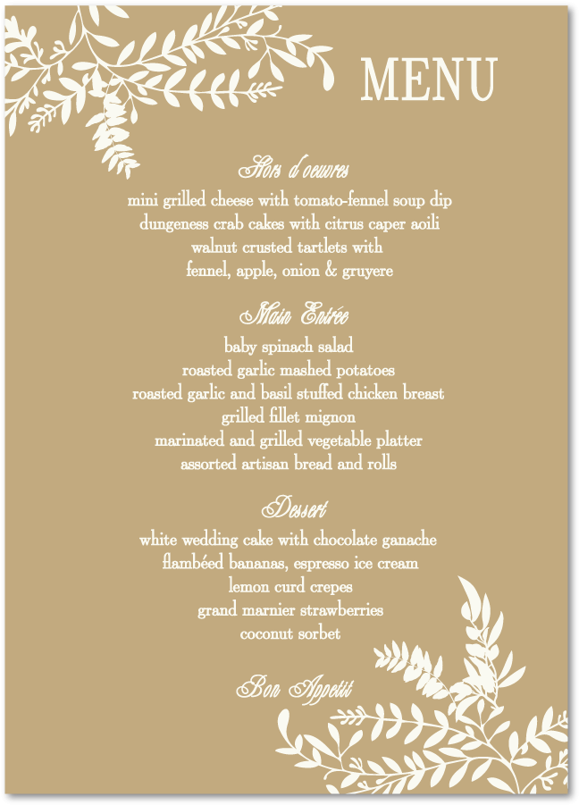 Wedding Menu Png Clipart (936x936), Png Download