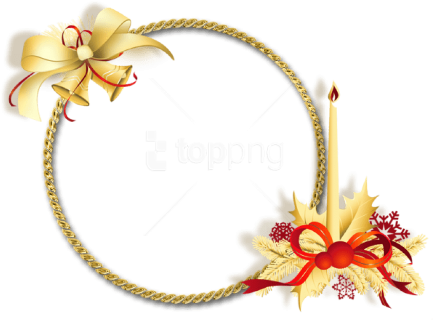 Free Png Round Transparent Green Png Gold Photo Frame - Beautiful Thoughts On Christmas Clipart (850x638), Png Download
