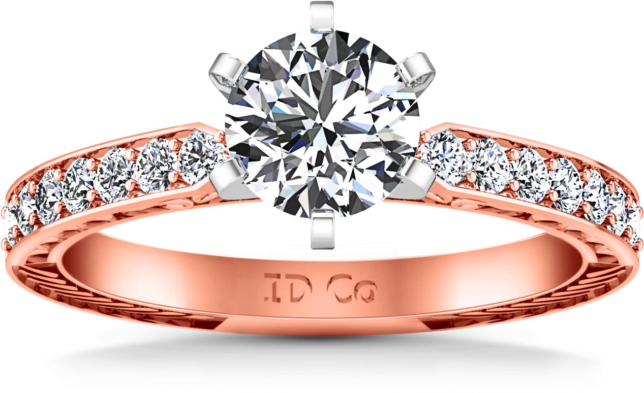 Pave Engagement Ring Arabesque 14k Rose Gold - Engagement Ring Clipart (1267x774), Png Download