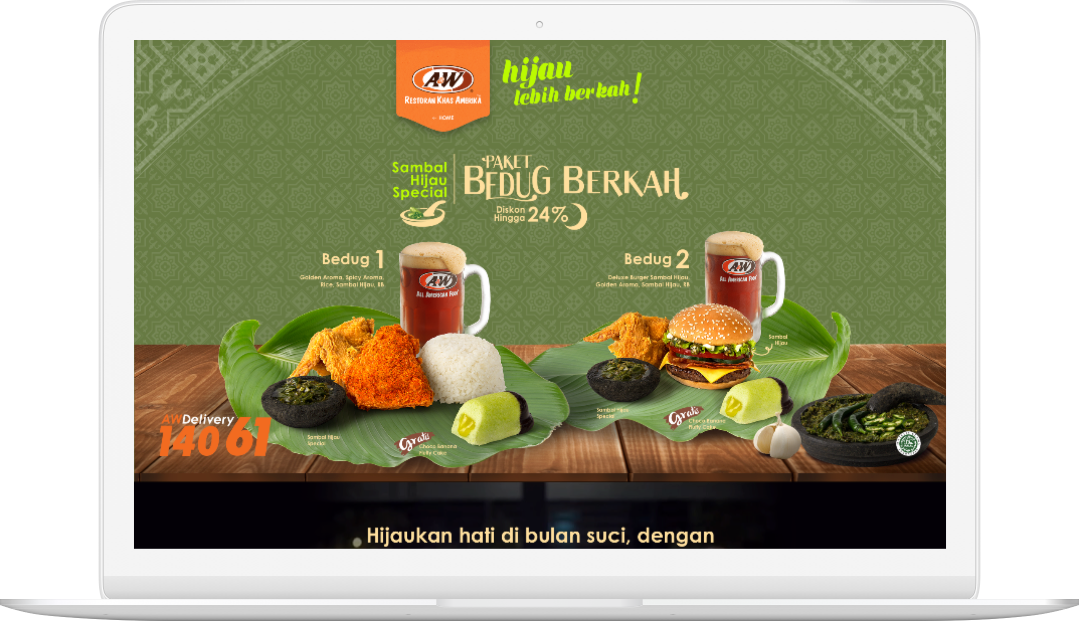 Hijau Lebih Berkah - Banana Leaf Rice Clipart (2146x1236), Png Download