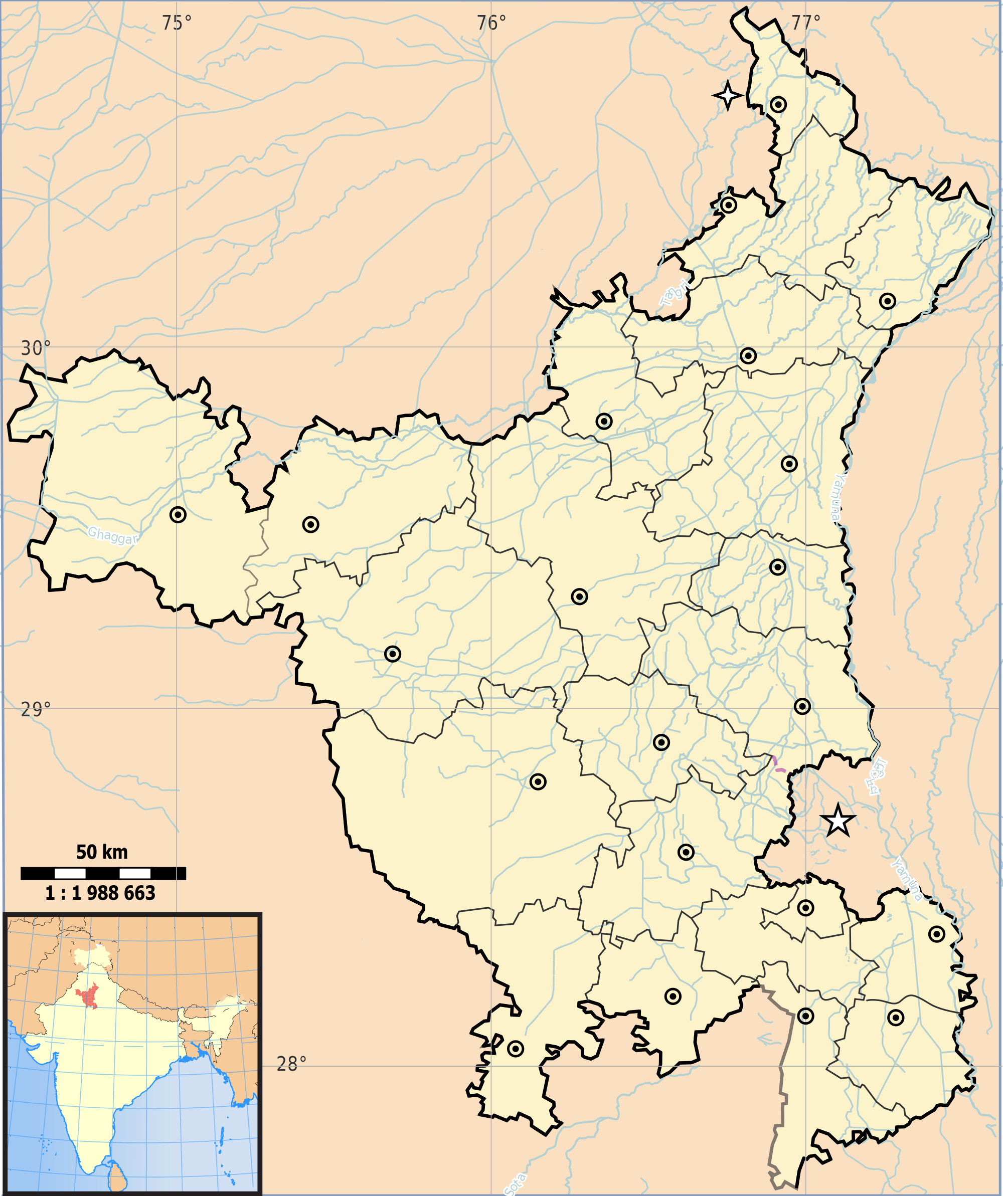 Location Map India Haryana - Kalka In India Map Clipart (2000x2386), Png Download