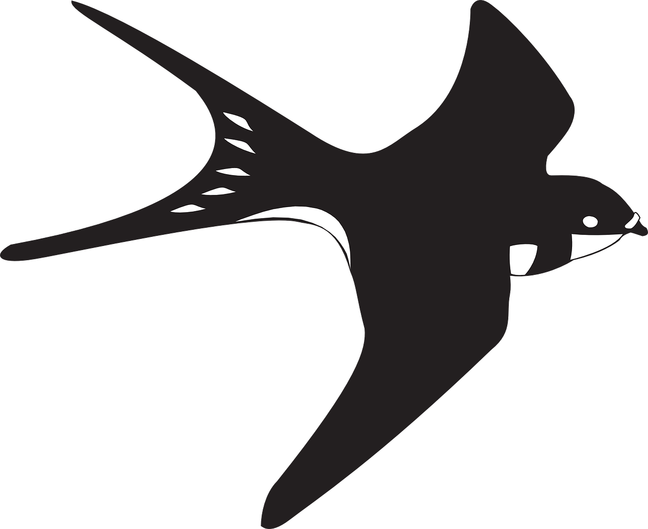 Bird Art Black And White Clipart (1280x1045), Png Download