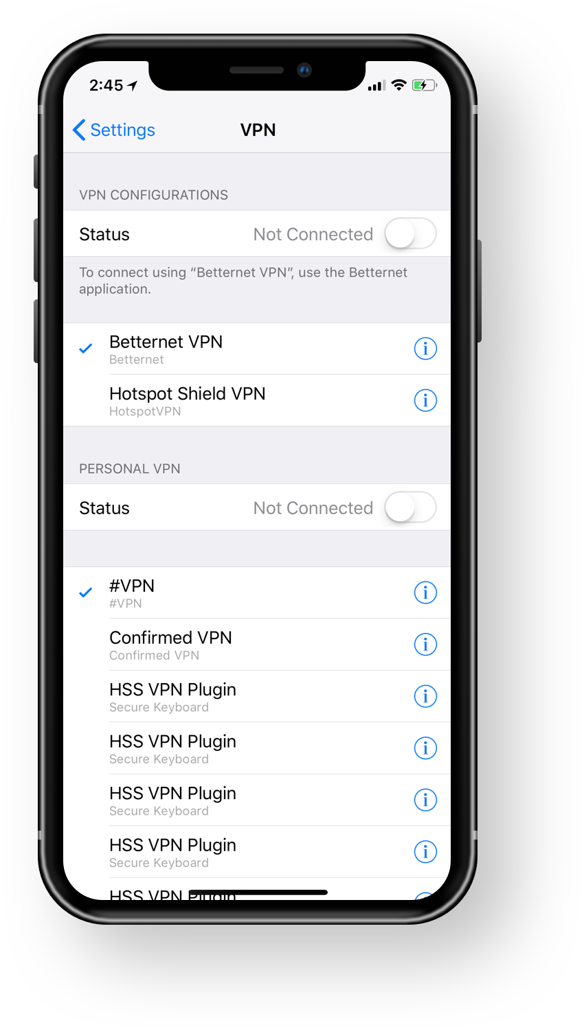The Way How Apple Named Vpn Settings Panel's Sections - Smartphone Clipart (850x1496), Png Download