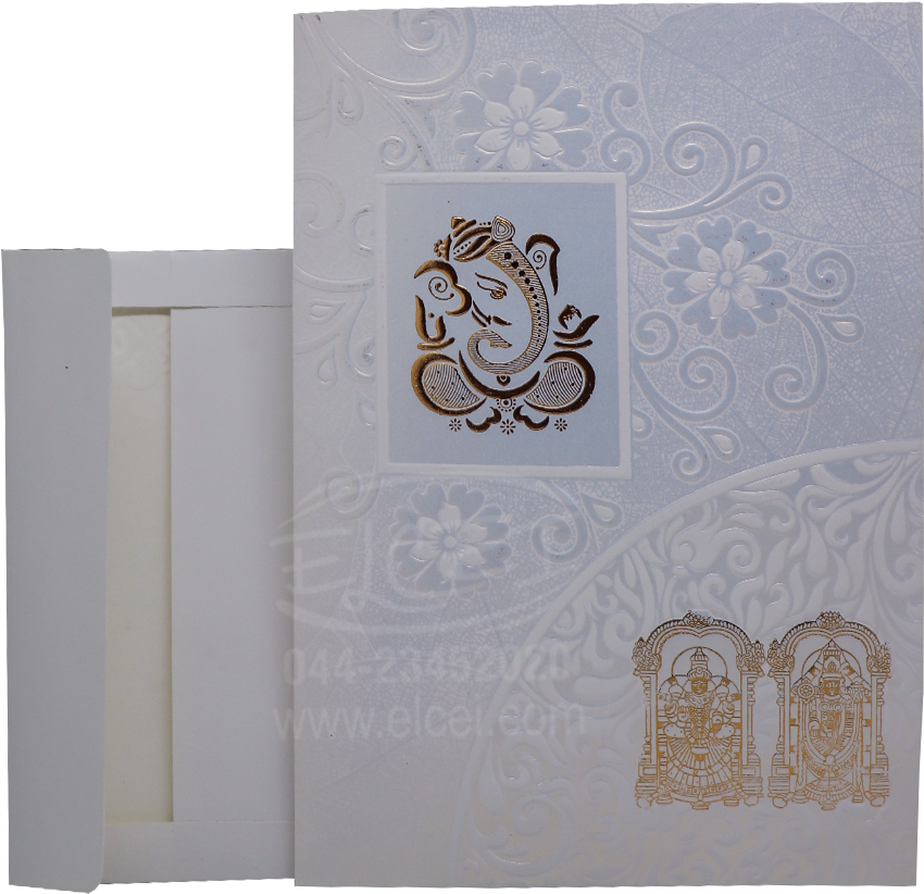 Home Hindu Wedding Cards Classy White Folding Card - Home Door Clipart (1624x950), Png Download