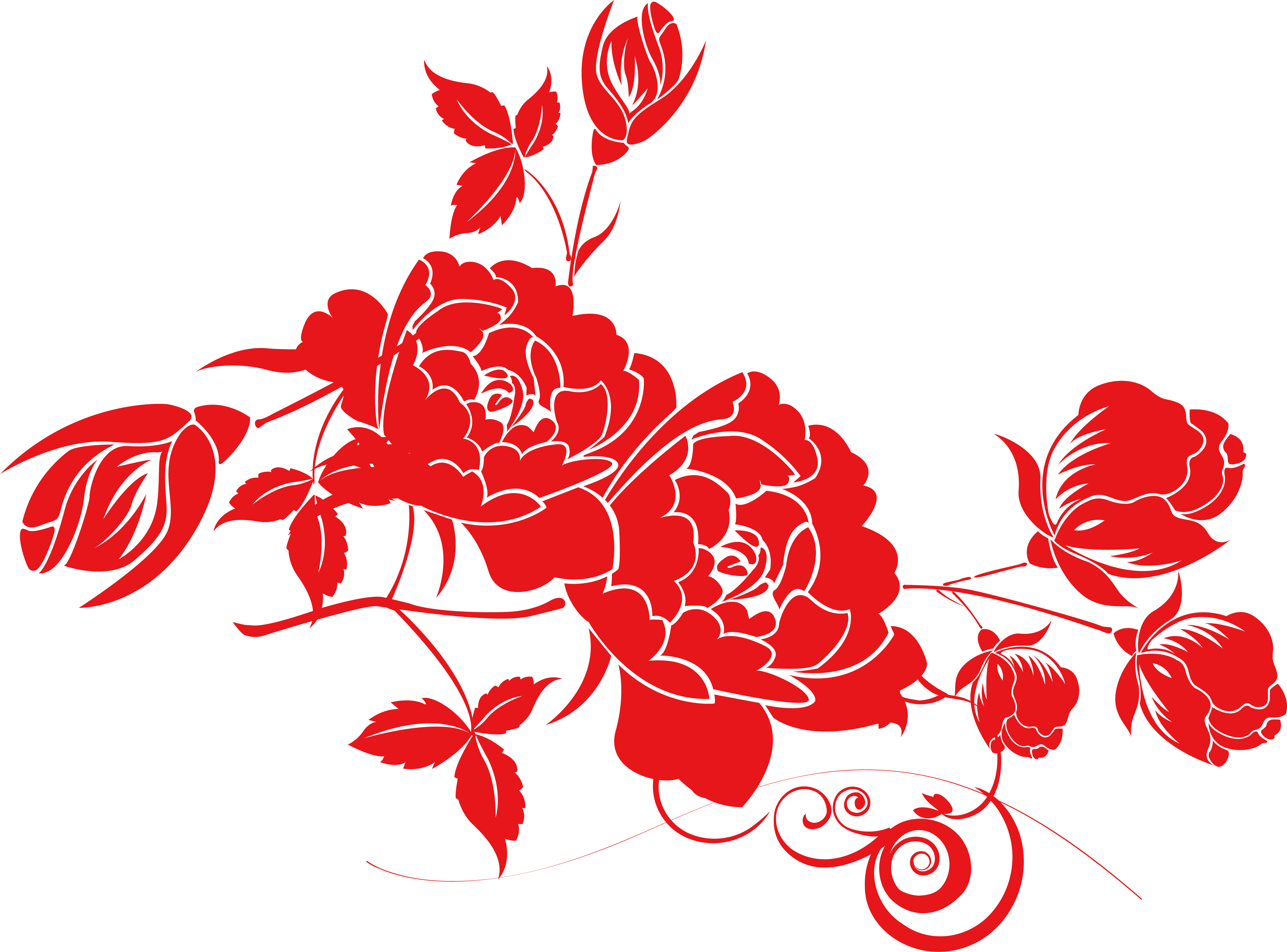 Garden Roses Wedding Convite Flower Clip Art - Red Wedding Flowers Png Transparent Png (6960x5046), Png Download