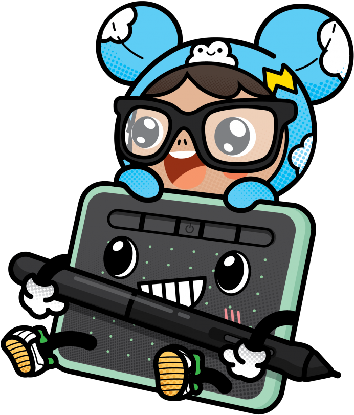 Aiko Wacom Intuos Character - Cartoon Clipart (874x890), Png Download
