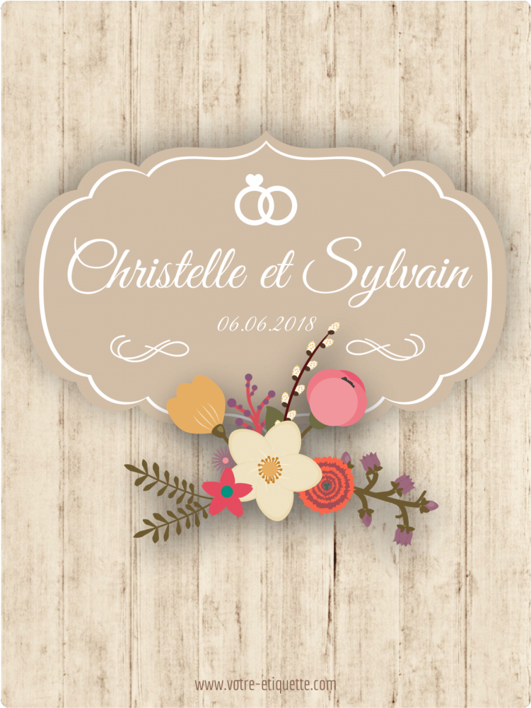 Personalized Sticker Label Wood And Flowers - Christmas Card Clipart (1000x1000), Png Download