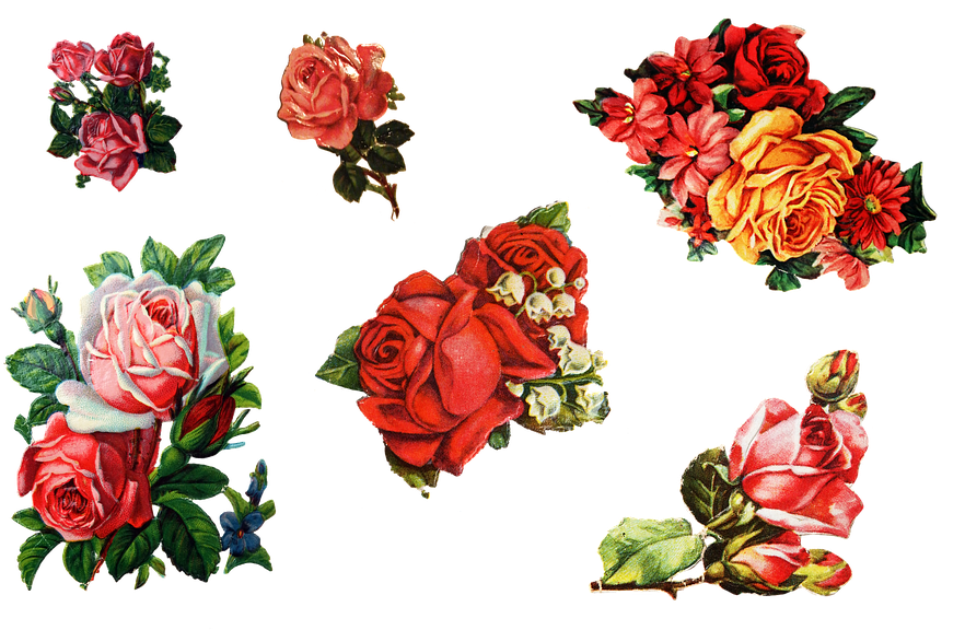 Roses Sticker Old Retro Decoration - Old Stickers Png Clipart (960x679), Png Download