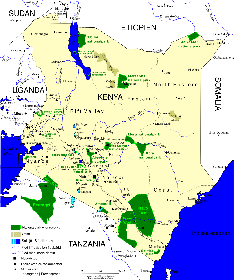 Nationalparker I Kenya - Mount Kenya National Park Map Clipart (1108x1237), Png Download
