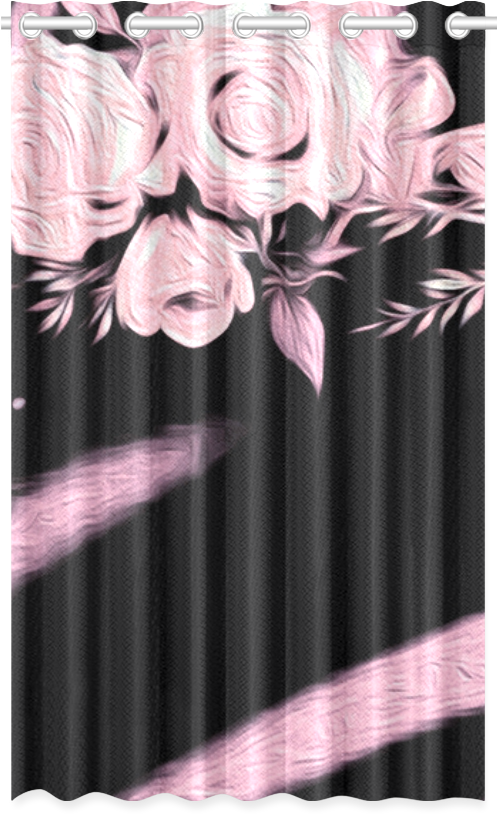 Pink Roses Window Curtain - Window Valance Clipart (1000x1000), Png Download