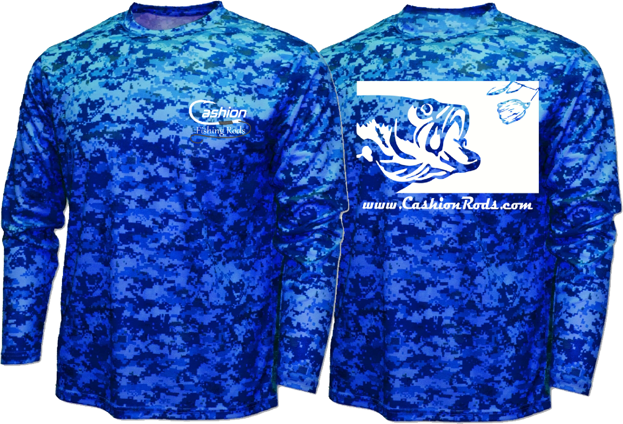 Performance Fishing Shirt Camo Blue - Active Shirt Clipart (2007x1384), Png Download